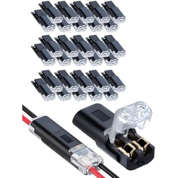 30 count Double-Wire Plug-in Connector, 2-Pin Low Wire Connectors with Locking Buckle for LED Light Strip, No Wire Stripping Solderless Quick Connect Compact Plugs