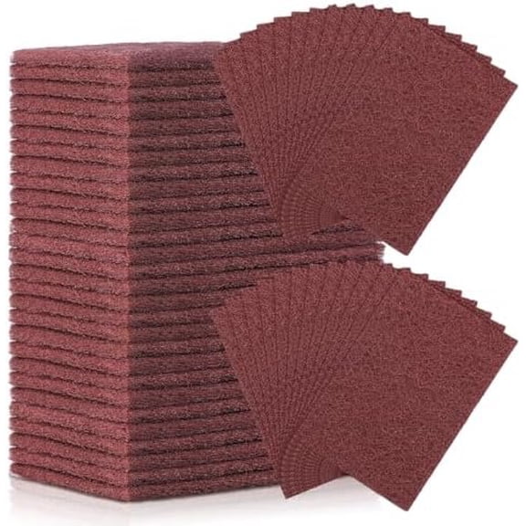 30 count General Purpose Scuff Pads 6 X 9 Inch Red Abrasive Hand Sanding Non-Woven Oxide Abrasive Pads Set for Surface Preparation Scuffing Scouring Blending Cleaning