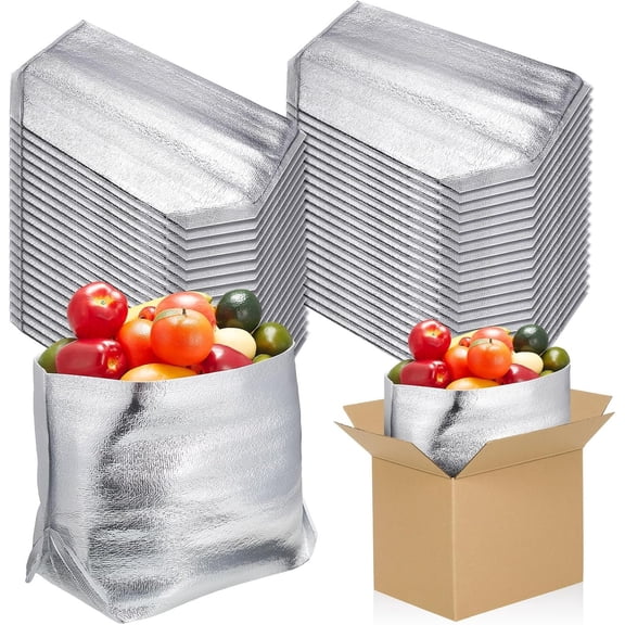 30 count Insulated Box Liners for Shipping 13 x 8.5 x 12 Inch Large Foil Insulated Bags for Lunch Box Shopping Bag Shipping Container Insulation Lining Package Frozen