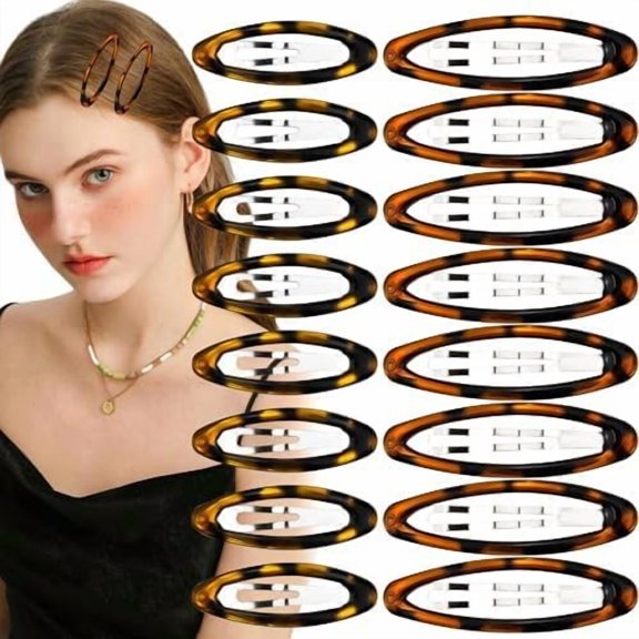 30 count Oval Snap Hair Clips, Epoxy Metal Snap Clips, Non Slip Tortoise Hair Barrettes 2 Sizes and Styles Hairpin Accessories