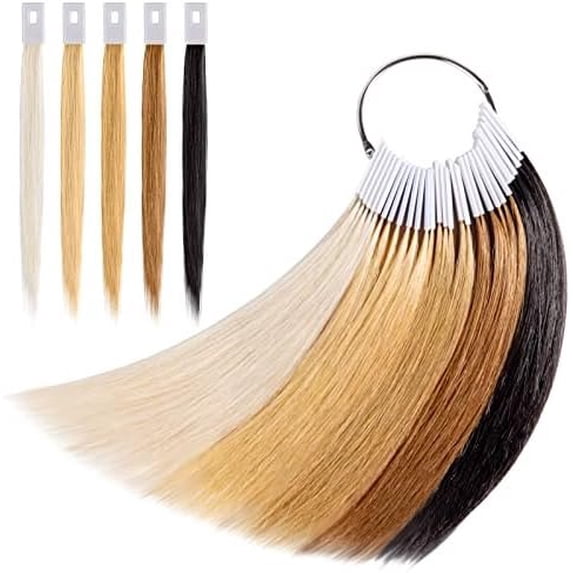 30 count Pure Human Hair Color Swatches,  Hair Testing Rings for Salon Hairdressing Practice