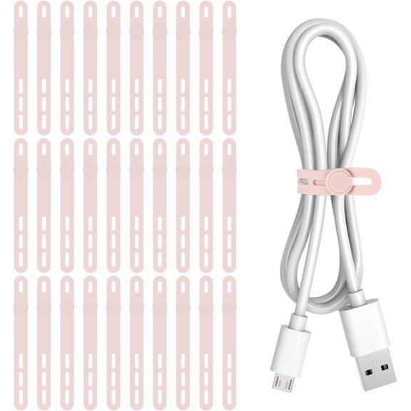 30 count Ties - & Washable with Adjustable Locking Buckles, High Elasticity Management Straps for , Office, School, Travel Essential Cord Organizer ()