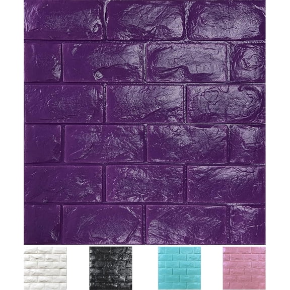 30 count  Wall Panels Peel and  Faux Brick Wallpaper Purple Self   Brick Paneling Faux Stone Wall Panels (30PCS, Purple)