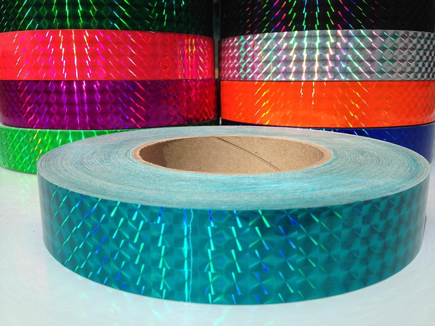 30 ft Roll of 1" Metallic Holographic Prism Tape - You Choose Color (Aqua)