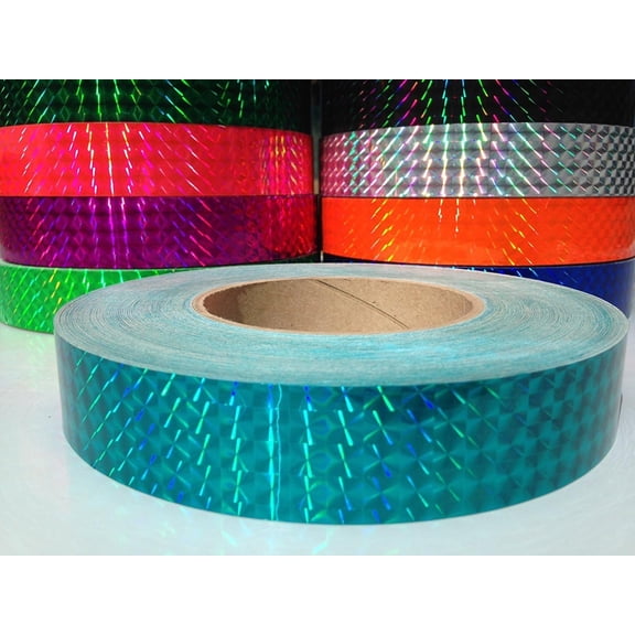 30 ft Roll of 1" Metallic Holographic Prism Tape - You Choose Color (Aqua)
