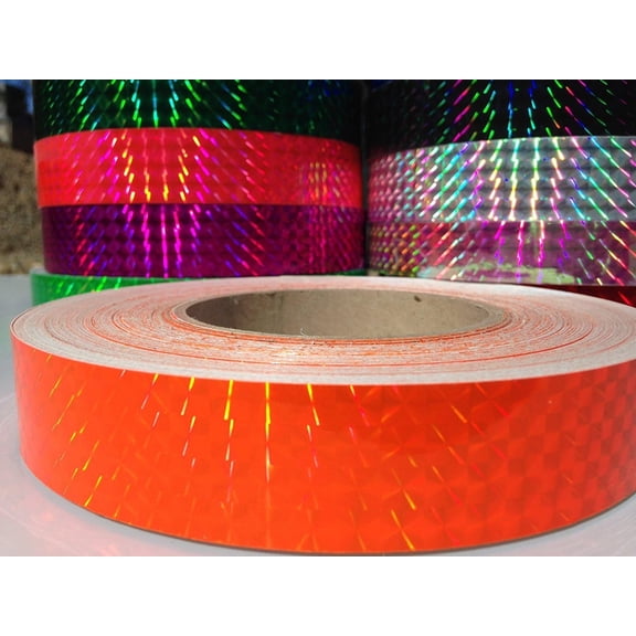 30 ft Roll of 1" Metallic Holographic Prism Tape - You Choose Color (Neon Orange)