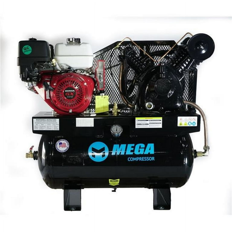 30 gal Truck 13 HP 19 CFM at 175 180 PSI Two Stage Industrial Mount Air Compressor with Electric Start Honda Engine