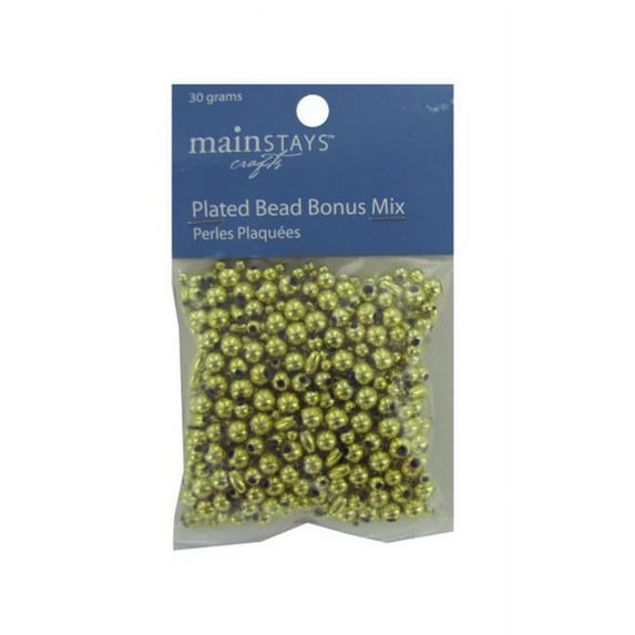 30 grams gold colored plastic beads - Pack of 90
