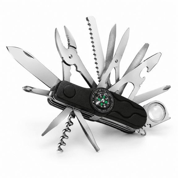 30-in-1 Black Pocket Multitool for Household and Outdoor Camping Use