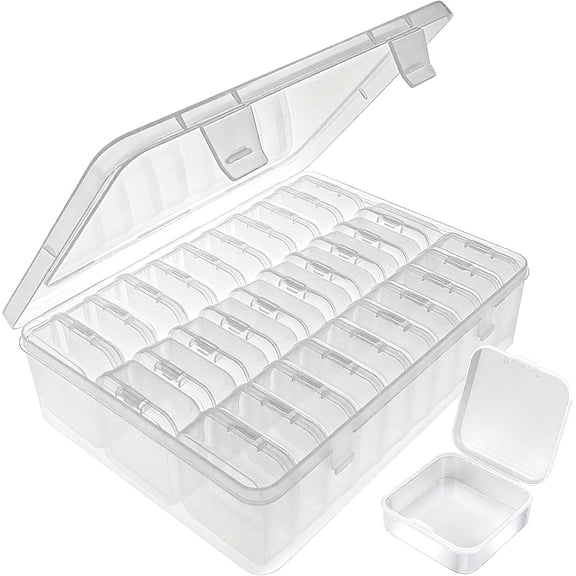 30-in-1 Clear Storage Organizer Box with Lid, Modular Sorting Container