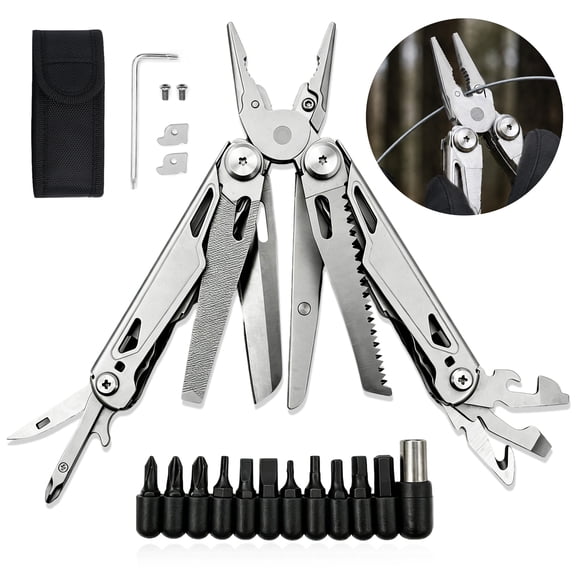 AIDMAPS Multitool Pliers 30-in-1 Stainless Steel Multi Tool with 12-Piece Bit Set and Sheath