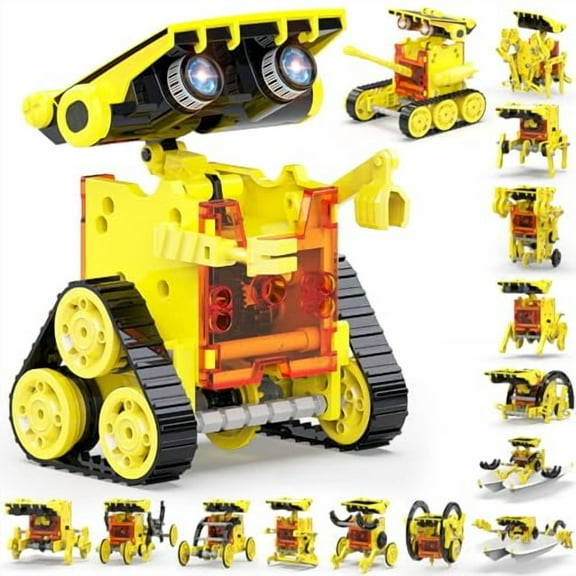 30-in-1 STEM Solar Robot Kit Toys,243 Pieces Educational Building Science Experiment Kit for Kids Aged 8-12,Birthday Gifts Kids Aged 8 9 10 11 12 13 Years Old(Yellow)