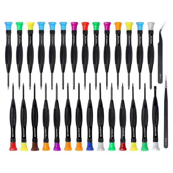 30 in 1 Torx Screwdriver Kit Magnetic Screwdriver Set with Flathead Mini Screwdrivers ESD Tweezers