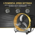 thumbnail image 1 of 30 in. 3 Speed Yellow Heavy Duty Metal Industrial Drum Fan, Air Circulation, 1 of 7