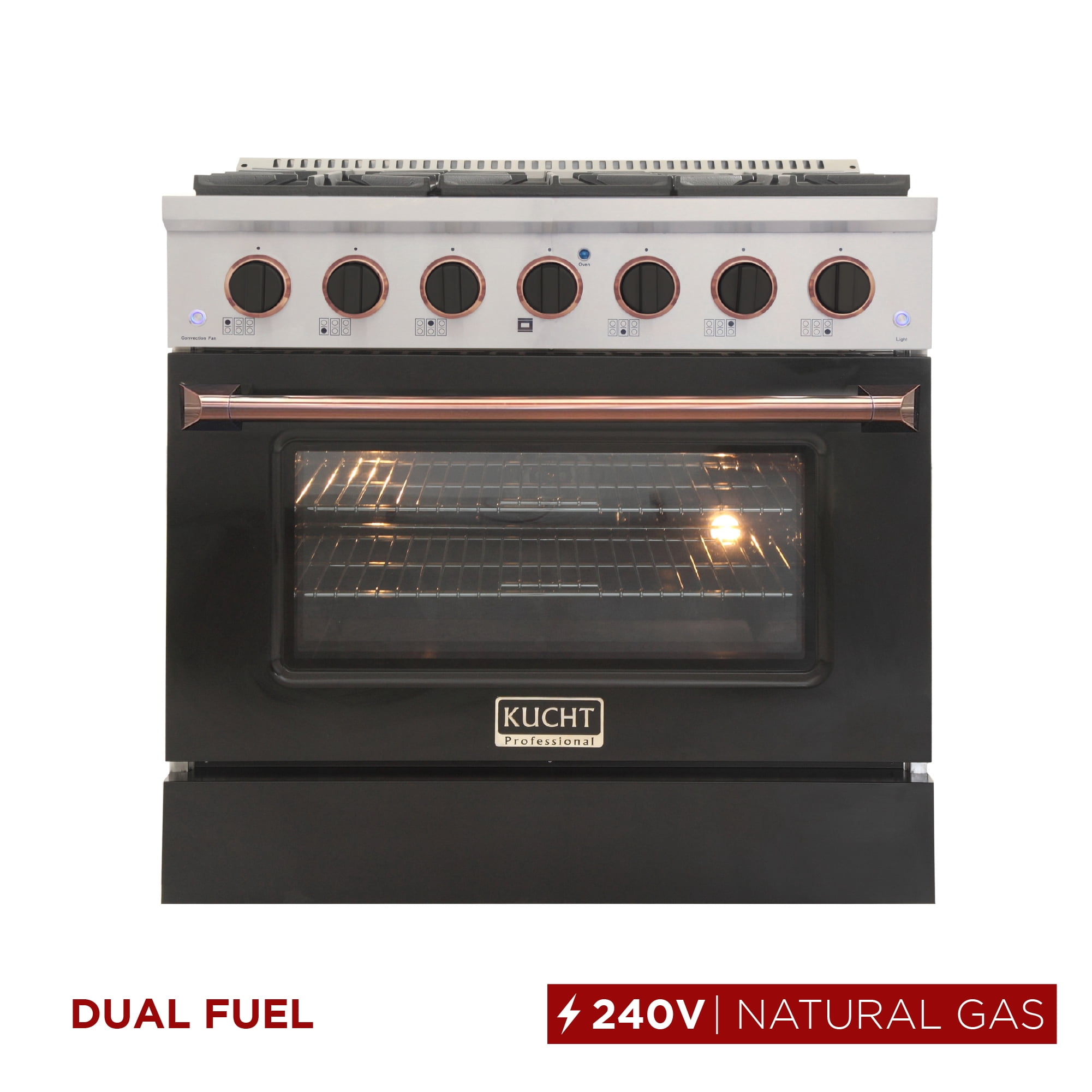 30 in. 4.2 cu. Dual Fuel Range Natural Gas in Rose Gold Handle & Rose Ring Knobs