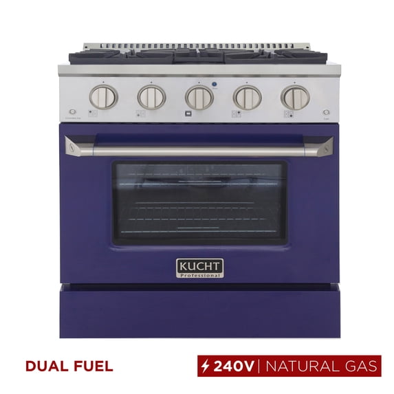 30 in. 4.2 cu. ft. Dual Fuel Range Propane Gas Sealed Burners in Blue.