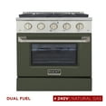 thumbnail image 1 of 30 in. 4.2 cu. ft. Dual Fuel Range Natural Gas Sealed Burners in Olive Green ., 1 of 14