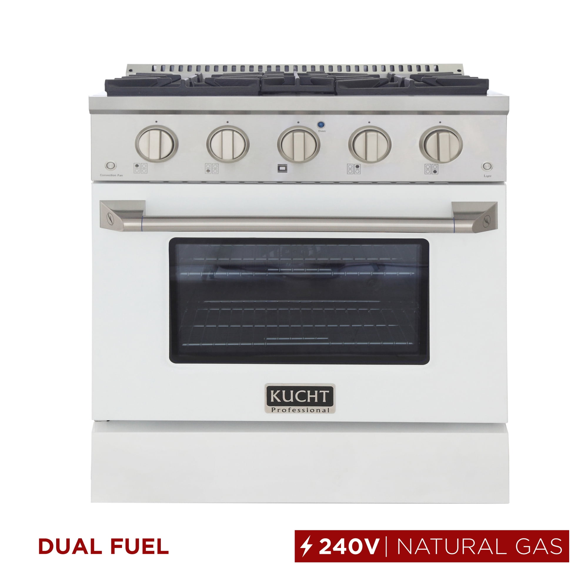 30 in. 4.2 cu. ft. Dual Fuel Range Propane Gas Sealed Burners in White.