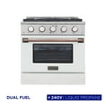 thumbnail image 1 of 30 in. 4.2 cu. ft. Dual Fuel Range Propane Gas in Rose Gold Handle & Knob Rings., 1 of 12