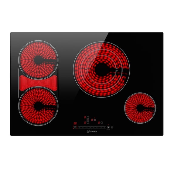30-in 4 burners Smooth Surface (Radiant) Black Electric Cooktop with Bridge Element
