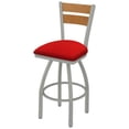 thumbnail image 1 of 30 in. 832 Thor Swivel Bar Stool with Anodized Nickel Finish, Medium Back & Canter Red Seat, 1 of 1