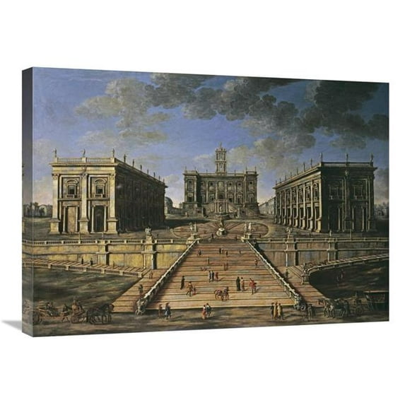 30 in. A View of the Piazza Del Campidoglio, Rome Art Print - Roman School