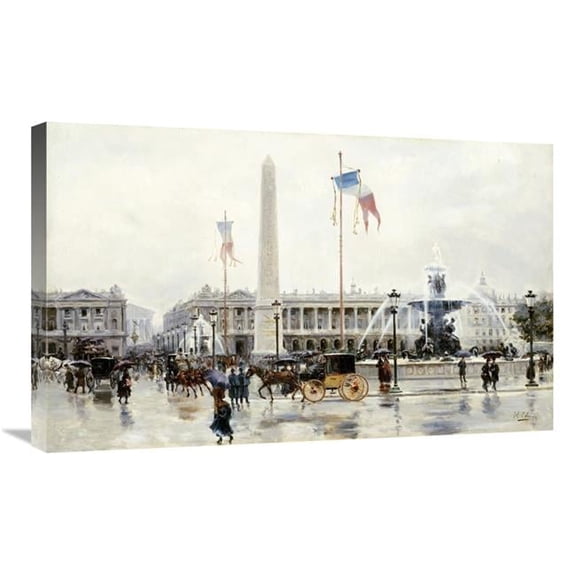 30 in. A View of the Place De La Concorde, Paris Art Print - Ulpiano Checa Y Sanz