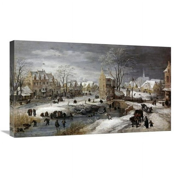 30 in. A Village in Winter Art Print - Joos De Momper The Younger