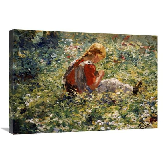 30 in. A Young Girl in a Flower Garden Art Print - Evert Pieters