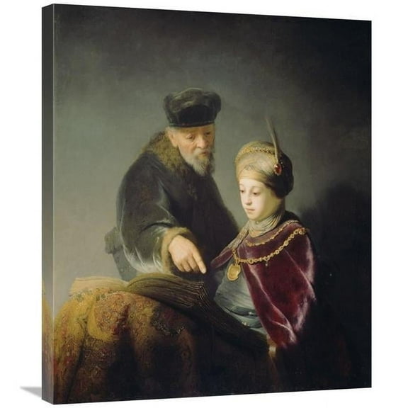 30 in. A Young Scholar & His Tutor Art Print - Workshop of Rembrandt Harmensz Van Rijn