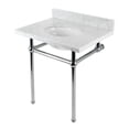 thumbnail image 1 of 30 in. Addington Console Sink with Brass Legs, 3 Hole, Marble White & Polished Chrome, 1 of 1