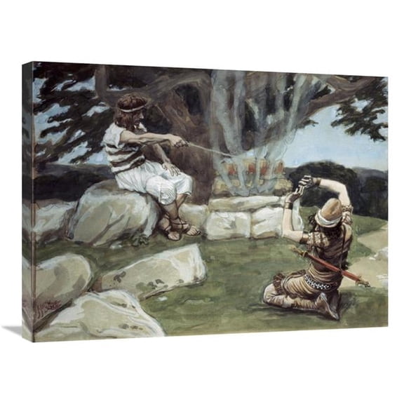30 in. Angel Puts Fire on the Alter of Gideon Art Print - James Tissot