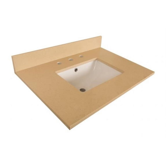 30 in. Beige Quartz Counter Top With Rectanglar Sink