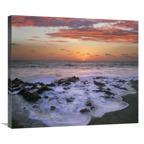 30 in. Coast at Sunset, Blowing Rocks Beach, Jupiter Island, Florida Art Print - Tim Fitzharris