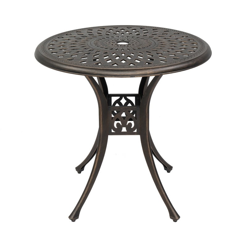 Elegant Bronze Cast Aluminum Round Outdoor Dining Table