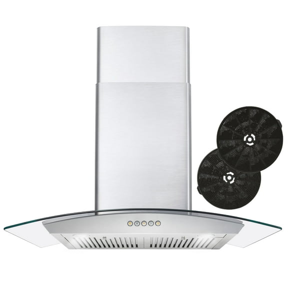 30 in. Vista Collection Ductless Wall Mount Range Hood, Button Controls, LED Lights, Stainless Steel
