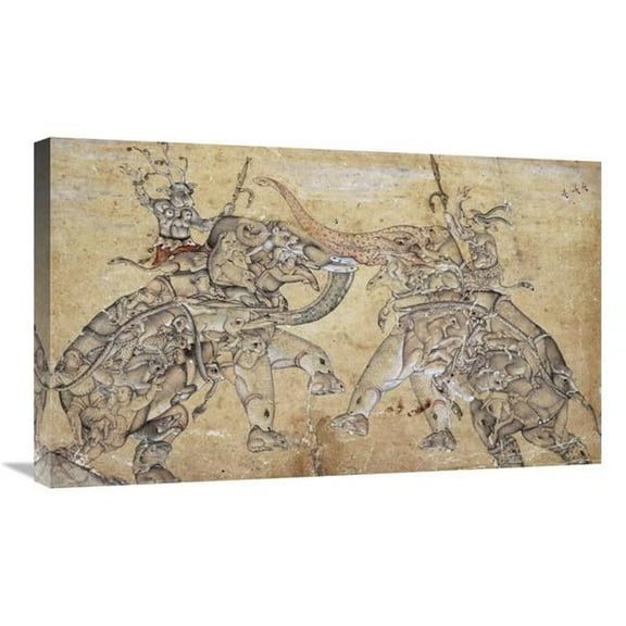 30 in. Elephants in Combat Art Print - Mughal
