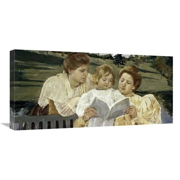 30 in. Family Group Reading Art Print - Mary Cassatt