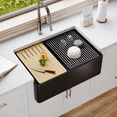 thumbnail image 1 of 30 in. Farmhouse/Apron-Front Single Bowl Fireclay Workstation Kitchen Sink in Matte Black, 1 of 10