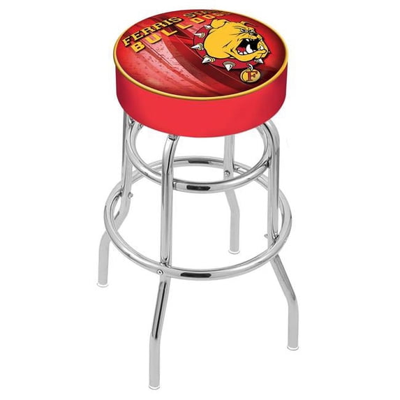 30 in. Ferris State Bar Stool with Bulldogs Logo Swivel Seat