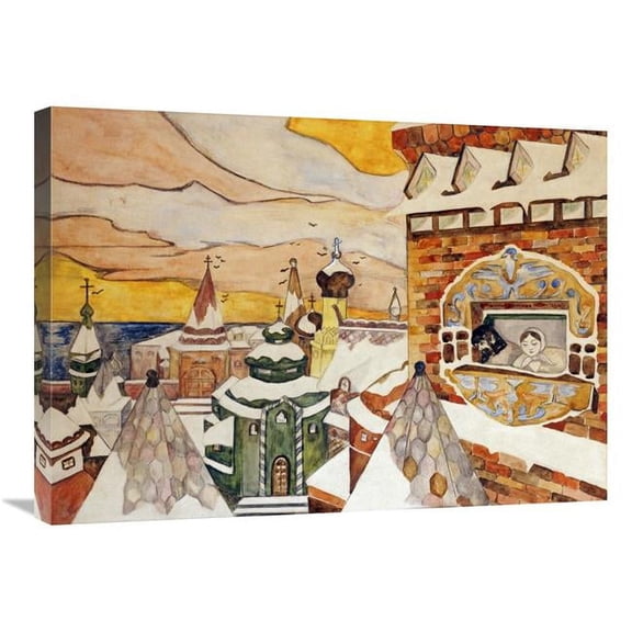 30 in. Gazing Down Upon the Village Art Print - Russian School