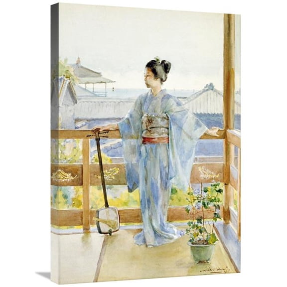 30 in. Geisha Standing on a Balcony Art Print - Anton Alois Stern