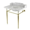 thumbnail image 1 of 30 in. Habsburg Carrara Marble Console Sink with Brass Legs, Marble White & Brushed Brass, 1 of 1