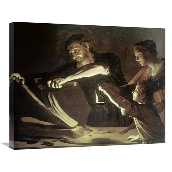 30 in. Holy Family in the Carpentry Shop Art Print - Gerrit Van Honthorst