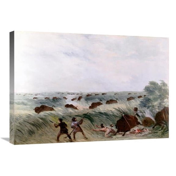 30 in. Hunting Buffalo Art Print - George Catlin