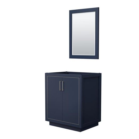 30 in. Icon Single Bathroom Vanity, Dark Blue, No Countertop, No Sink & Brushed Nickel Trim - 24 in. Mirror