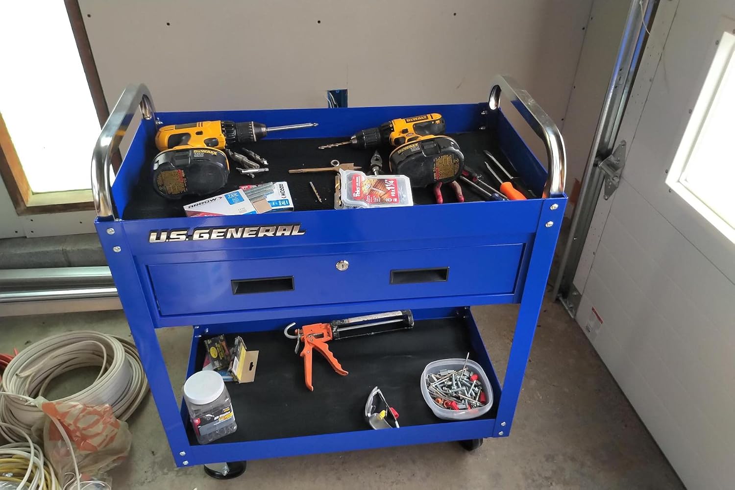 30 in. Large 350 lb. Capacity Glossy Blue Service Cart With Locking ...