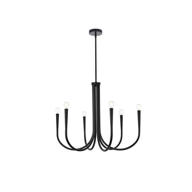 Modern Black Metal 6-Light Candle Chandelier