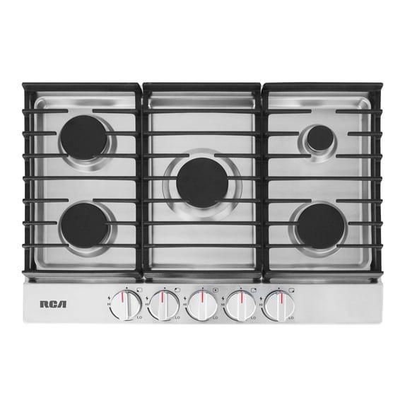 30 in. Legacy Collection Drop-In Gas Cooktop, 5 Burners, Cast Iron Grates, Metal Knobs in Stainless Steel