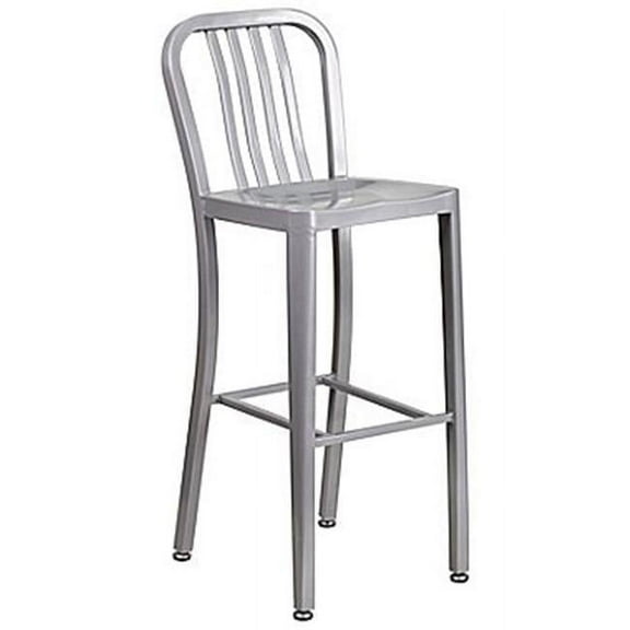 30 in. Metal Dining Counter Stool, Silver